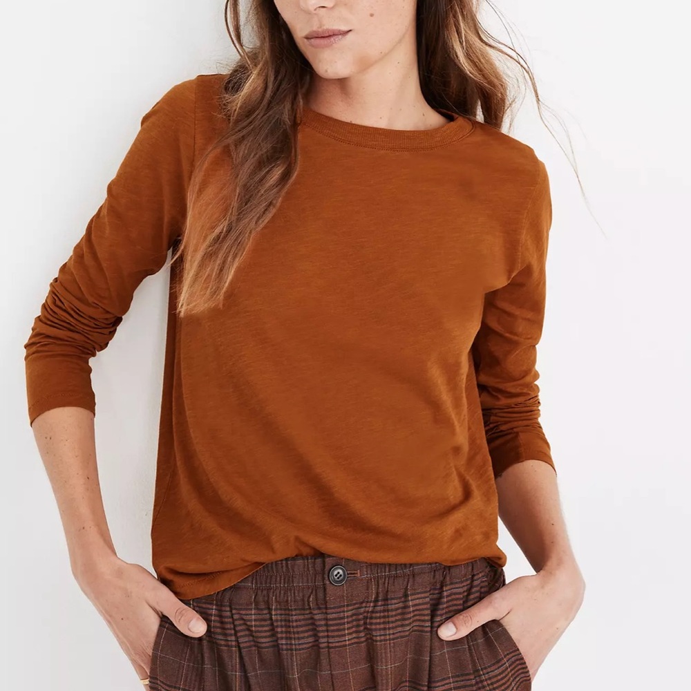 Madewell Whisper Cotton Rib- Crewneck Long-Sleeve Tee